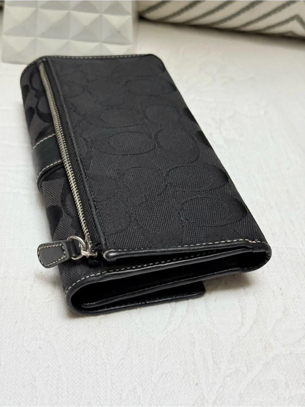 Coach Y2K Black Signature Fold-Over Continental Wallet